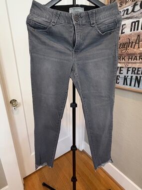 Wit & Wisdom Ab'Solution Grey Raw Hem Ankle Skinny Jeans Size 8P